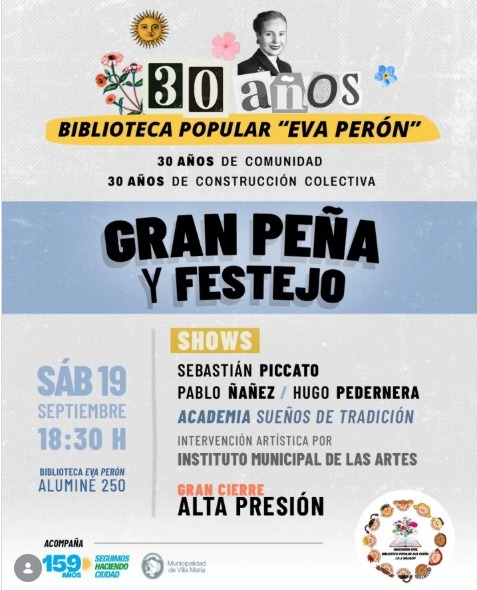 Gran Peña y festejo de la Biblioteca Popular Eva Perón