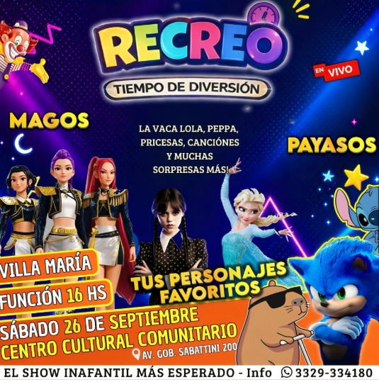 Espectáculo infantil «Recreo, tiempo de diversión»
