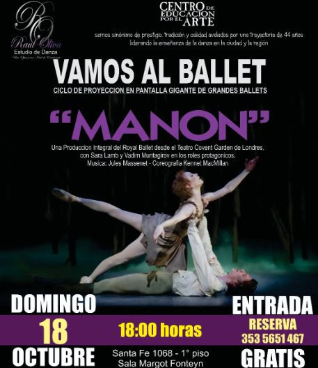 Ciclo «Vamos al ballet»: con el filme «Manon»